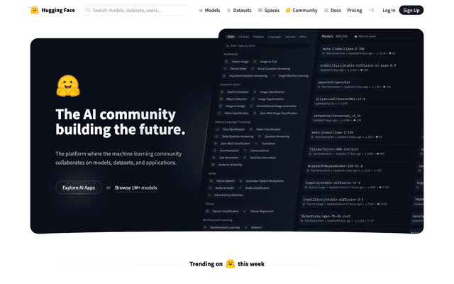 Hugging Face Hub Screenshot